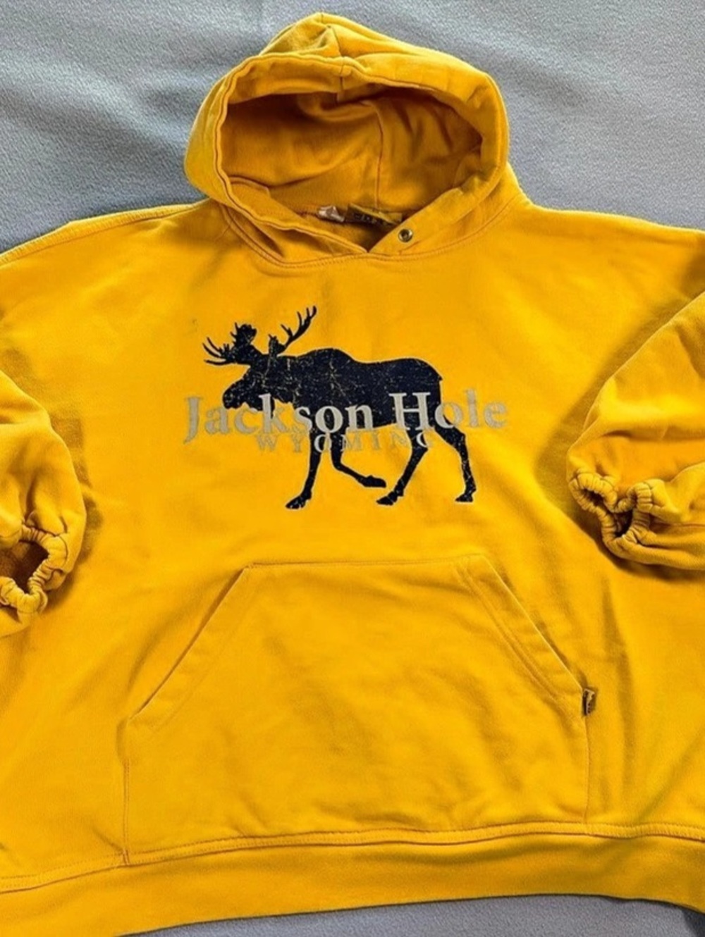 Exist Sportsline Jackson Hole Wyoming Graphic Pullover Hoodie in Yellow 2XL